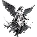 Subject: Another angelic figure, but this time one that represents protection or wisdom, to balance the "warrior" energy tattoo design idea