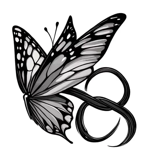 butterfly and infinity symbol tattoo design idea