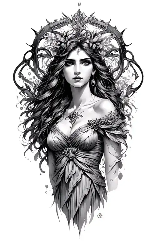 artemis greek goddess tattoo design idea