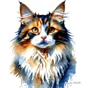 maine coon cat red white tattoo design idea