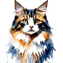 maine coon cat red white tattoo design idea