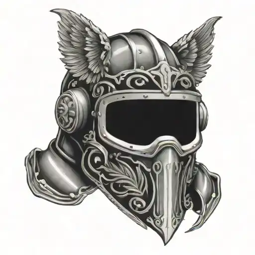 welding helmet with wings tattoo design idea