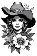 western with flowers tattoo design idea