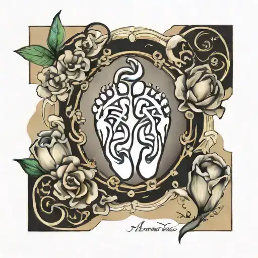 artwork to honor the loss of my daughter to trisomy-13 using her footprints in the design tattoo design idea