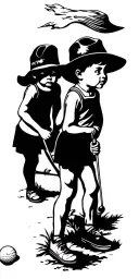 golf course landscape scene featuring children tattoo design idea