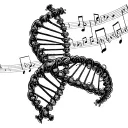 A DNA double helix intertwined with musical notes tattoo design idea