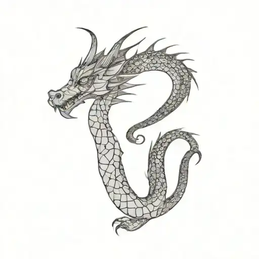 dragon ,geometric,dotted shading more line tattoo design idea