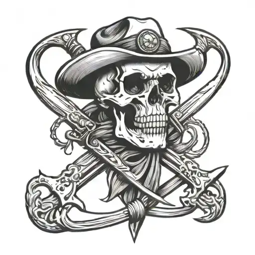 skull and Calvary scout hat with 2 sabres crossed and says "death before dismount" tattoo design idea
