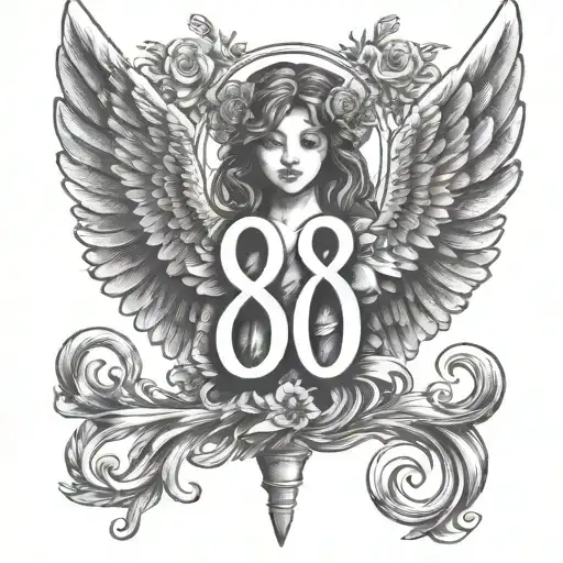 888 angel number tattoo design idea