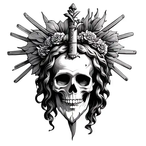 Sacred Heart of Jesus Calavera tattoo design idea