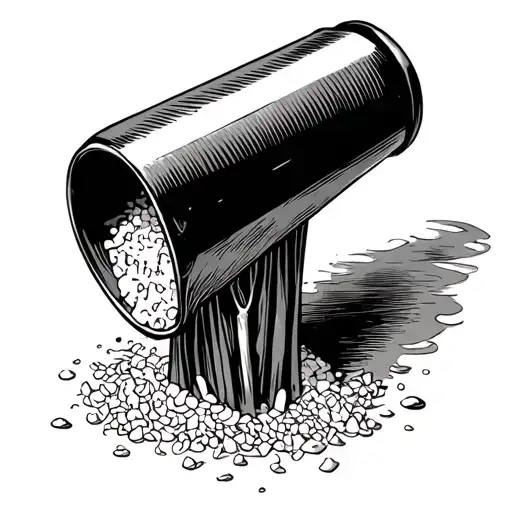 salt shaker upside down with stage curtains half way open tattoo design idea