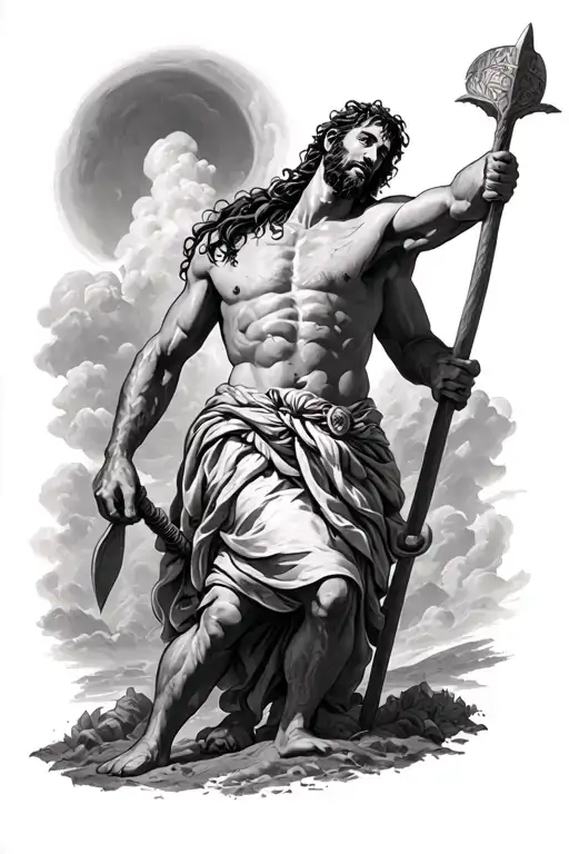 David vs Goliath sleeve biblical tattoo design idea