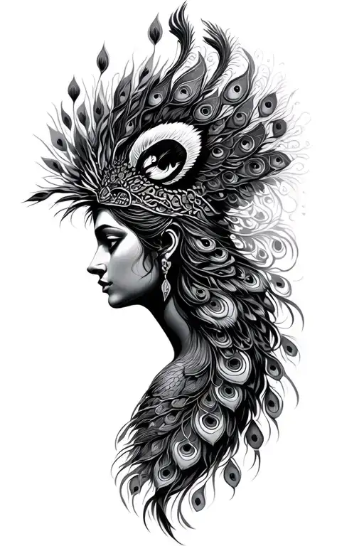 goddess hera, peacock tattoo design idea