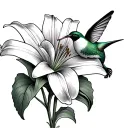 Lily And Hummingbird tattoo design idea