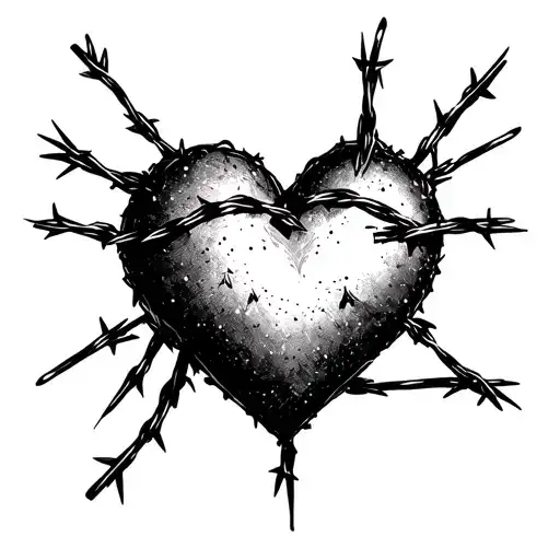 Heart surrounded by barbed wire tattoo design idea
