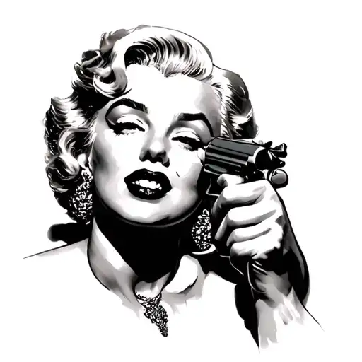 marilyn monroe with gun tattoo design idea