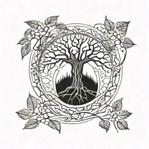 yggdrasil tree tattoo design idea