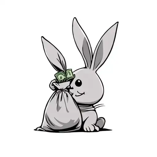 A PLAYBOY BUNNY HOLDING A BAG OF MONEY tattoo design idea