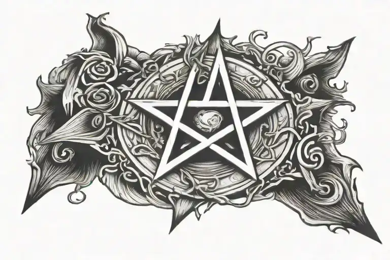 cuff pentagram witch evil tattoo design idea