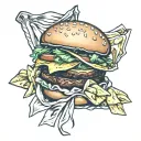 hamburger and chips tattoo design idea