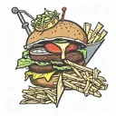 hamburger and chips tattoo design idea