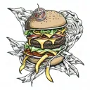 hamburger and chips tattoo design idea