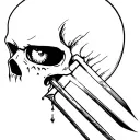 skull with a dagger struck in eye socket tattoo design idea