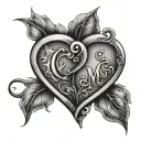 two hearts connected with initials C and M tattoo design idea