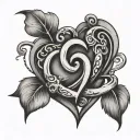 two hearts connected with initials C and M tattoo design idea