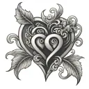 two hearts connected with initials C and M tattoo design idea