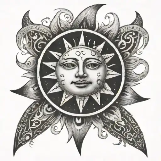 sun moon jones star sign tattoo design idea