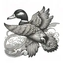duck flying towards tattoo design idea