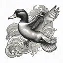 duck flying towards tattoo design idea