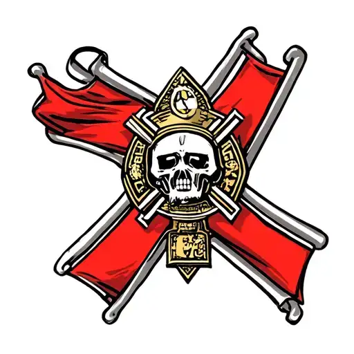 red line flag and Maltese cross firefighter  tattoo design idea