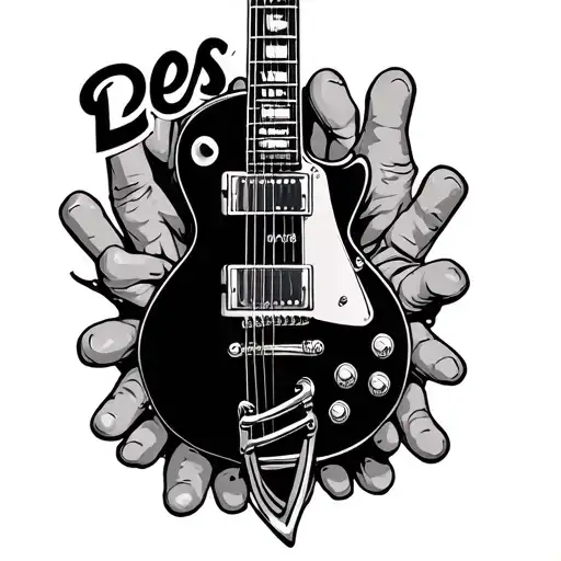 "Les Paul" hands surrounded tattoo design idea