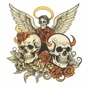 angel and devil skeleton tattoo design idea