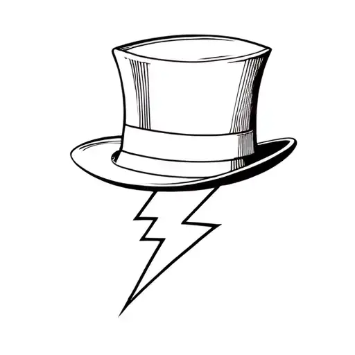 top hat and lightning bolt striking tattoo design idea