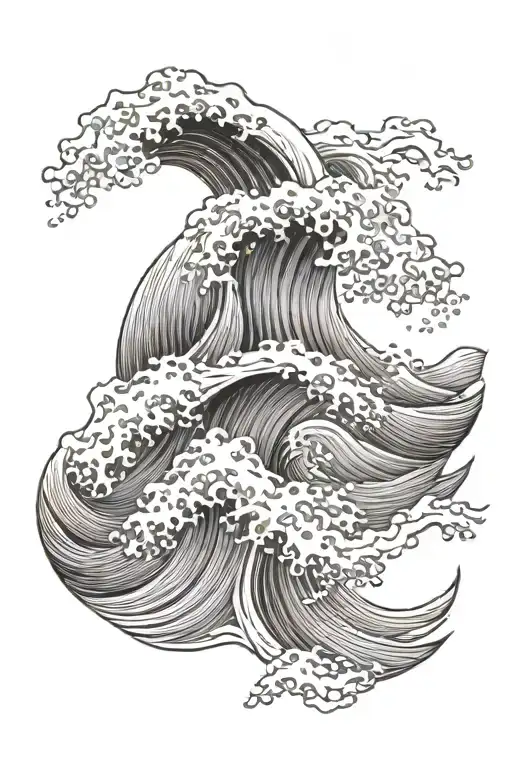 learn to swim, japanese waves tattoo design idea