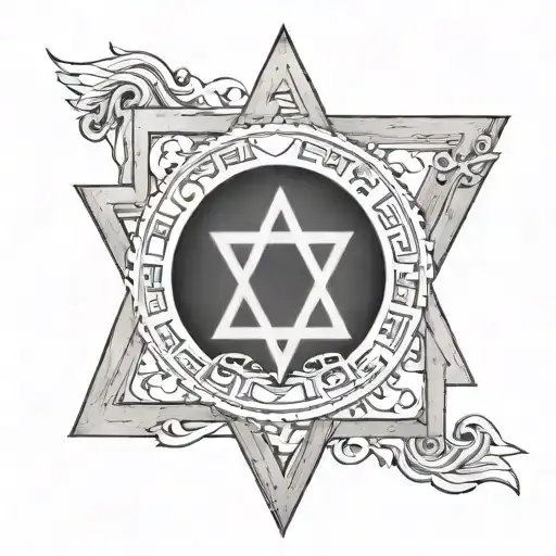 outline of Israel with David star tattoo design idea