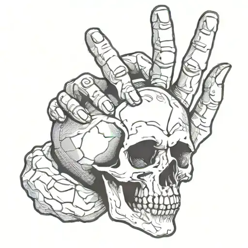 skull rock hand sign tattoo design idea