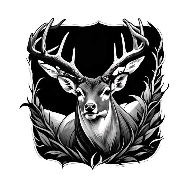 half deer head tattoo design idea