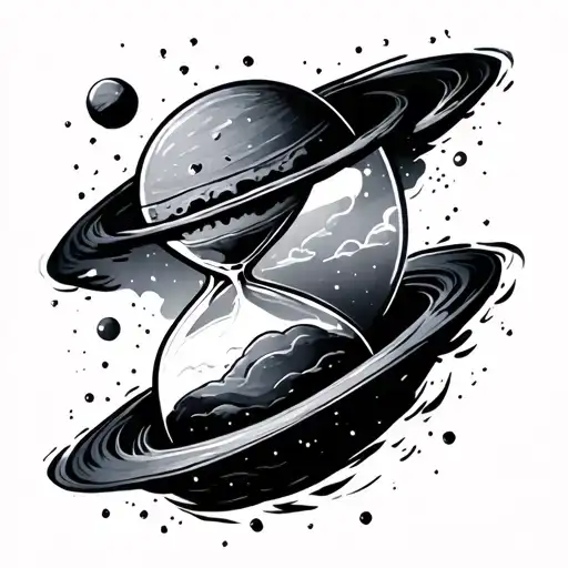 a comet with an hourglass  tattoo design idea