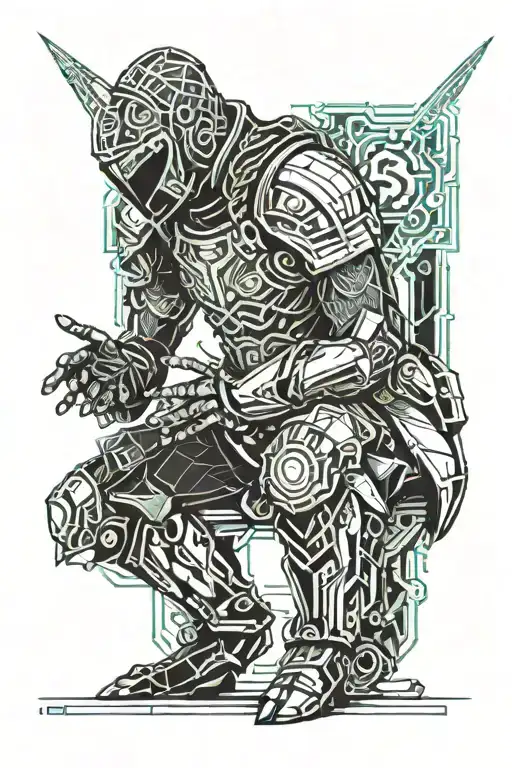 gothic knight on his knees praying tattoo design idea
