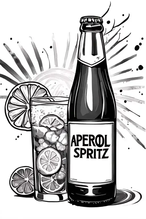 Aperol Spritz Sonne tattoo design idea