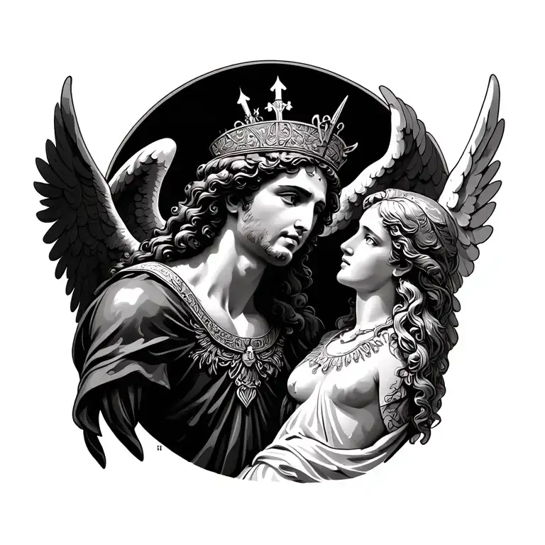 San Miguel Arcangel with Angel Alas tattoo design idea