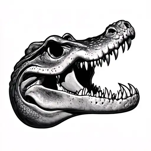 alligator skull with florida tattoo design idea