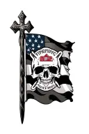 cross with firefighter flag inside tattoo design idea