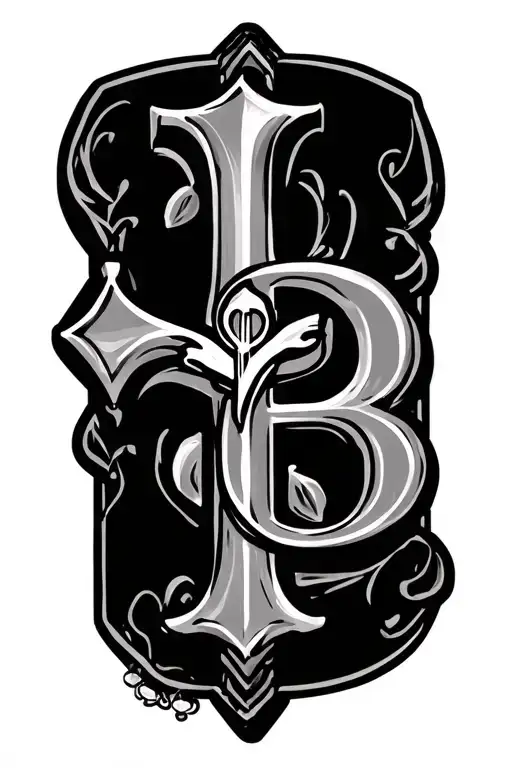 Rosary Bead with initial d b tattoo design idea