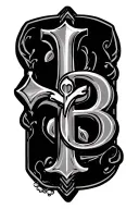 Rosary Bead with initial d b tattoo design idea
