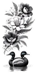 "Flowers feathers " ducks, tattoo design idea